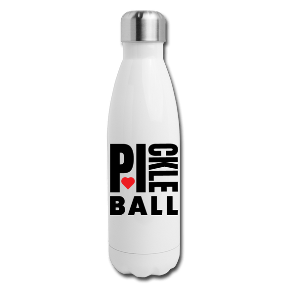 white I Heart Pickleball -  Insulated Stainless Steel Hydration Flask 17oz