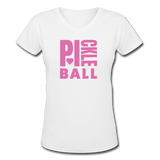 white / S I Heart Pickleball - Women's Premium V-Neck Tee