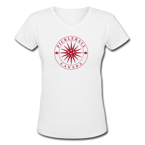 white / S Pickleball Canada - Women's Premium V-Neck Cotton Tee