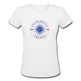 white / S Pickleball France - Women's Premium V-Neck Cotton Tee